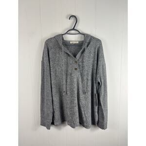 NWT Joie de Vivre gray heather tunic hoodie Plus Size 2X Casual Comfy Button